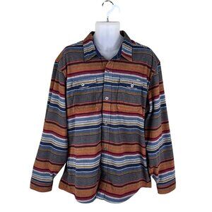 Eddie Bauer Mens XL Striped Long Sleeve Button Up Soft Flannel Shacket Western